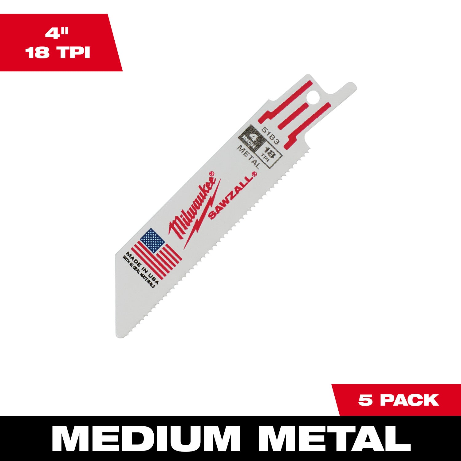 Lame SAWZALL 4" 18 TPI pour métal moyen - paquet de 10