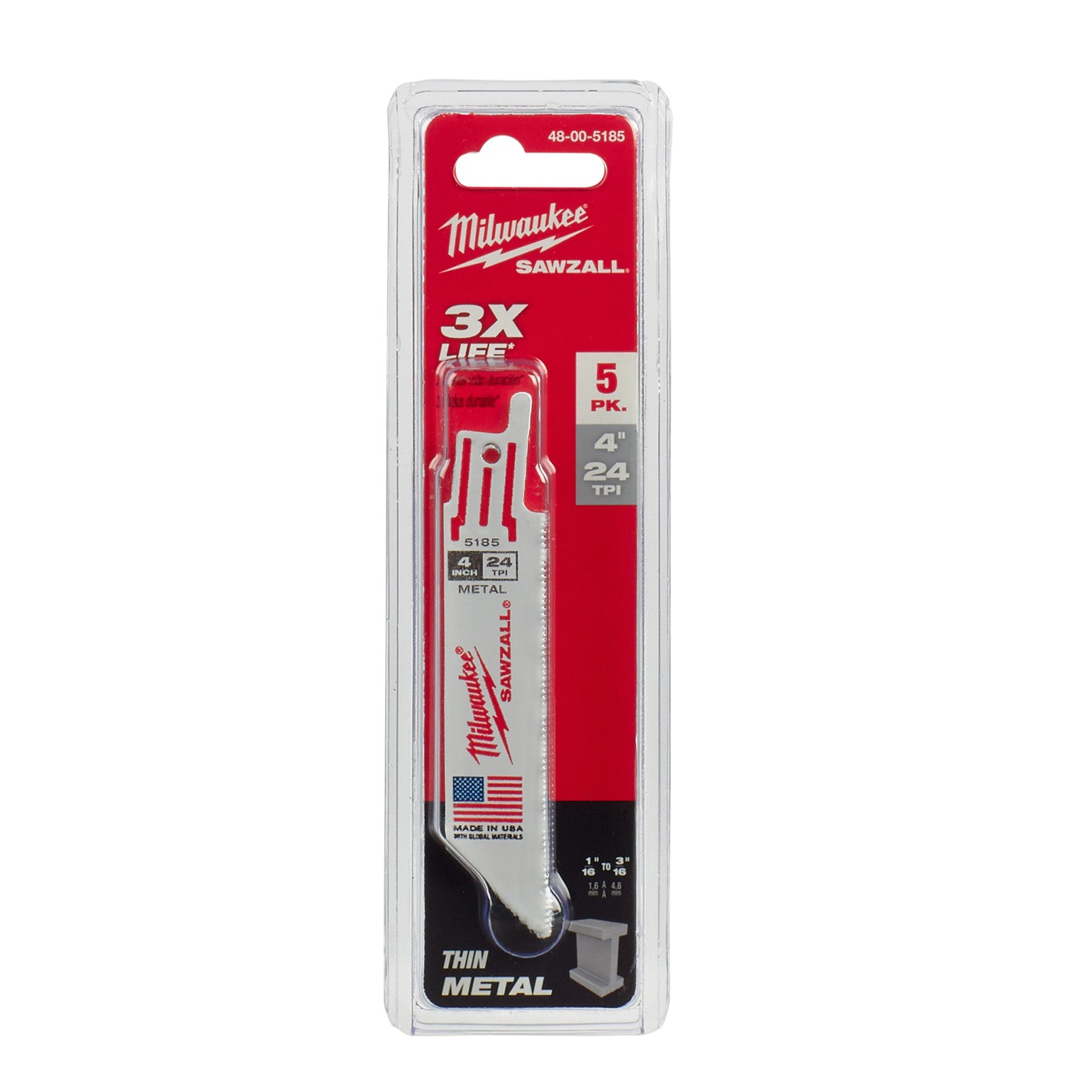 Lame SAWZALL 4" 24 TPI pour métal fin - paquet de 10