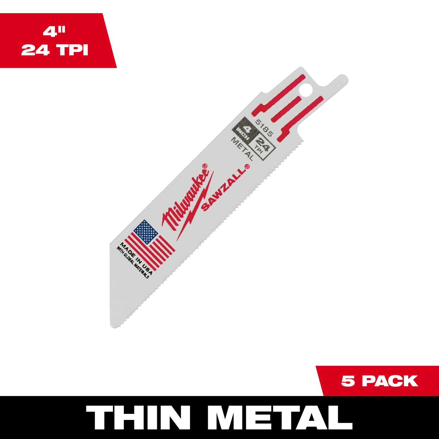 Lame SAWZALL 4" 24 TPI pour métal fin - paquet de 10
