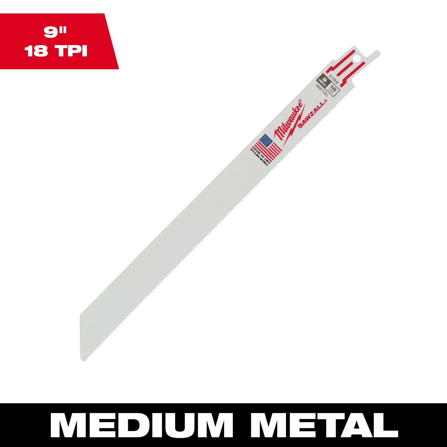 Lame SAWZALL 9" 18 TPI pour métal moyen Vrac 25