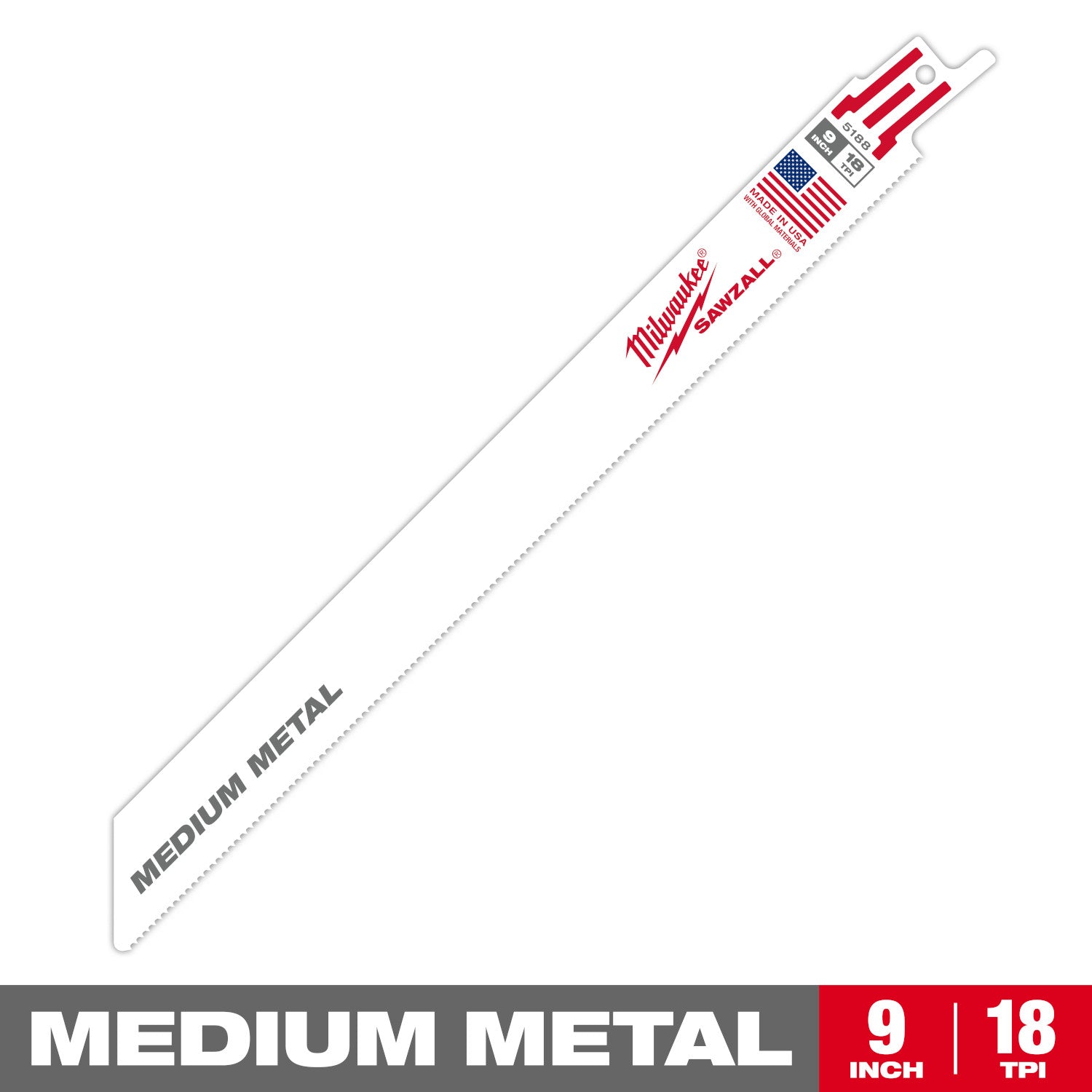 Lame SAWZALL 9" 18 TPI pour métal moyen Vrac 25