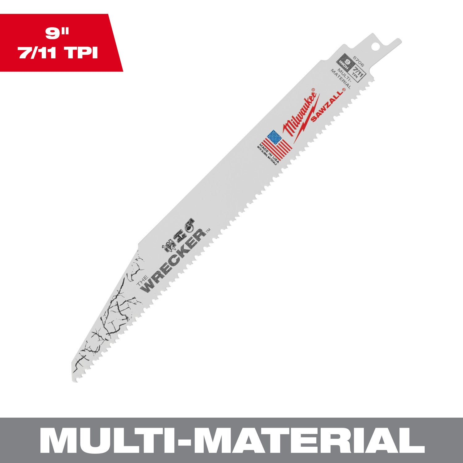 9" 7/11 TPI WRECKER SAWZALL for Multi-Material Blade Bulk 25