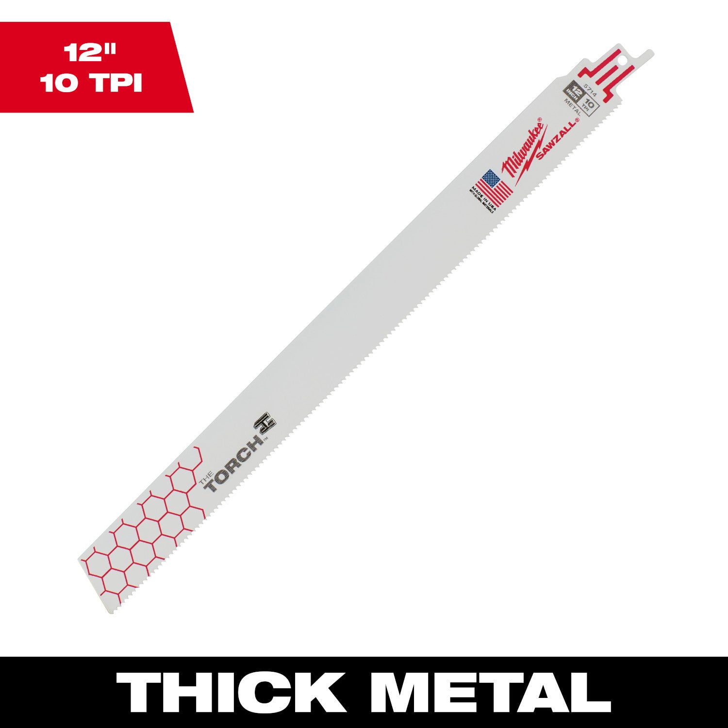 12" 10 TPI TORCH SAWZALL Lame pour métal épais Vrac 25