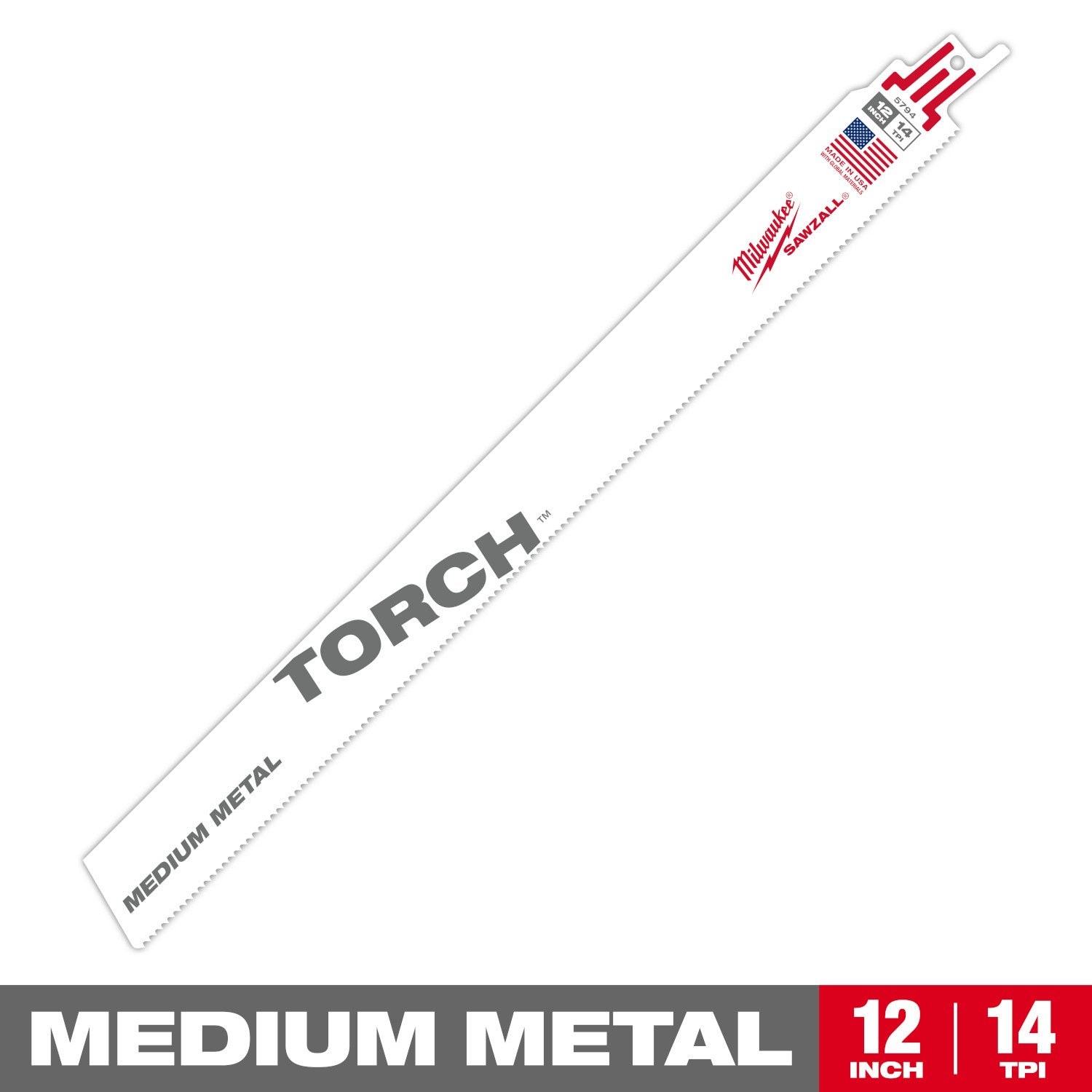 12" 14 TPI TORCH SAWZALL Blade for Medium Metal (1 Pack)