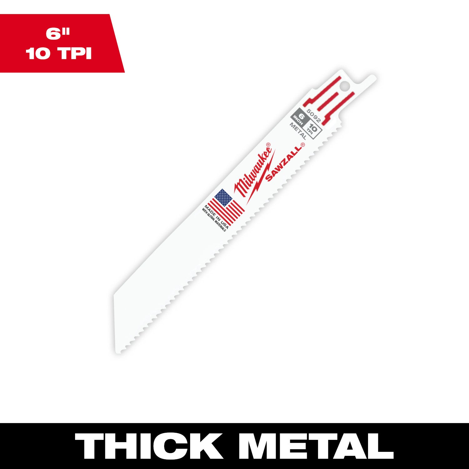 Lame SAWZALL 6" 10 TPI pour métal épais - paquet de 10