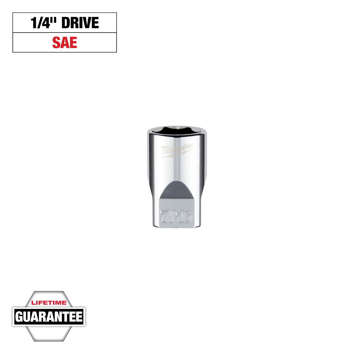 1/4" Drive 7/16" SAE Socket with FOUR FLAT Sides