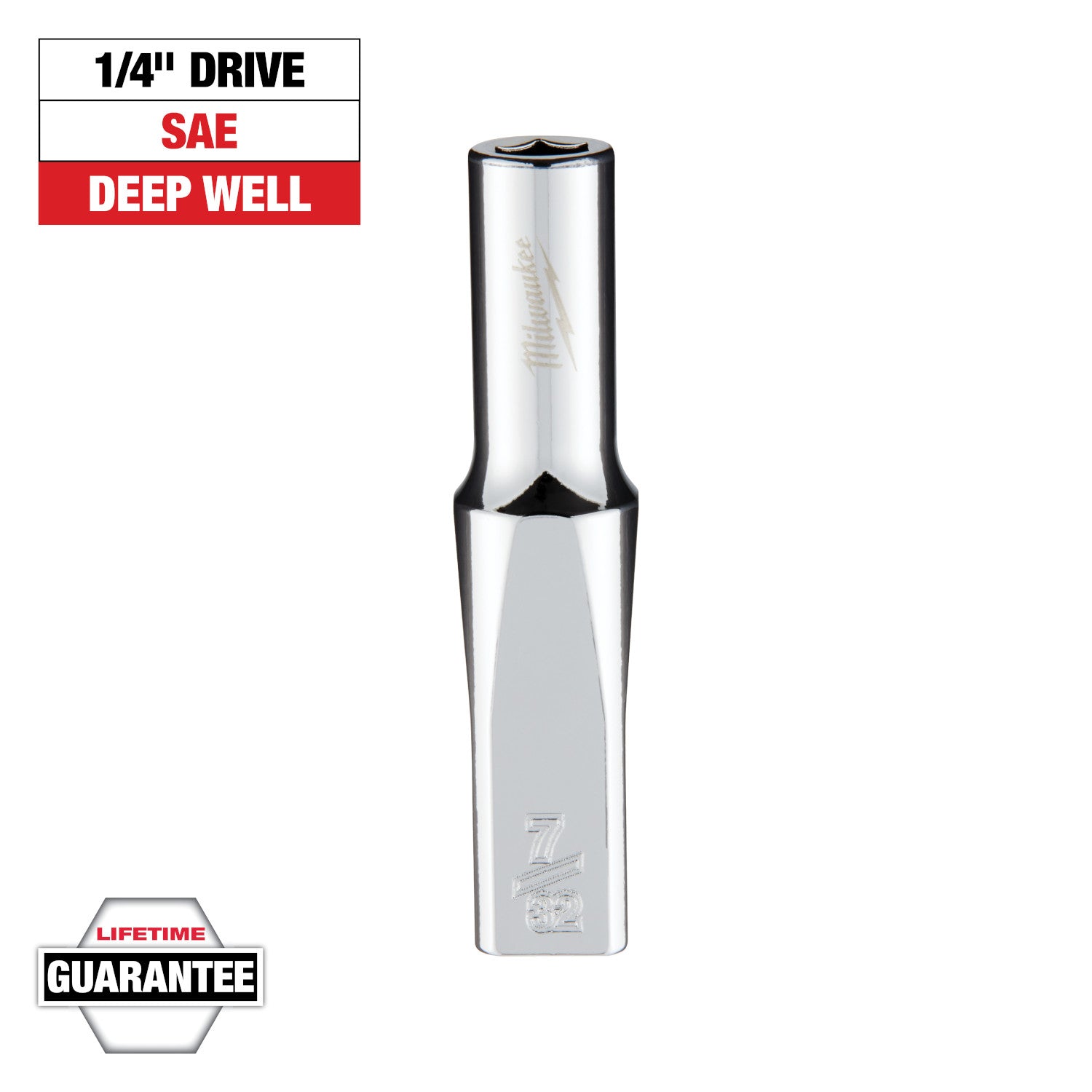 1/4" Drive 7/32" SAE Deep Socket with FOUR FLAT Sides