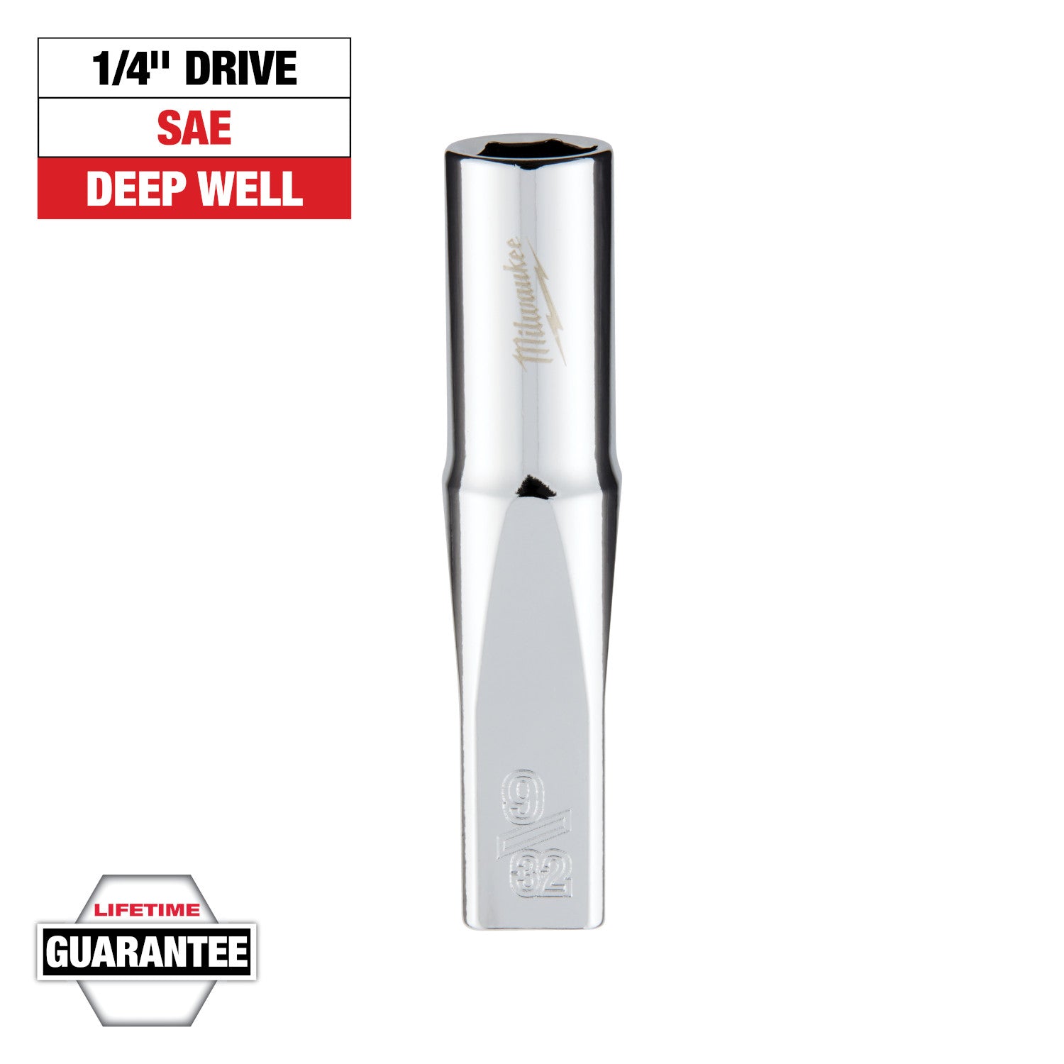1/4" Drive 9/32" SAE Deep Socket with FOUR FLAT Sides