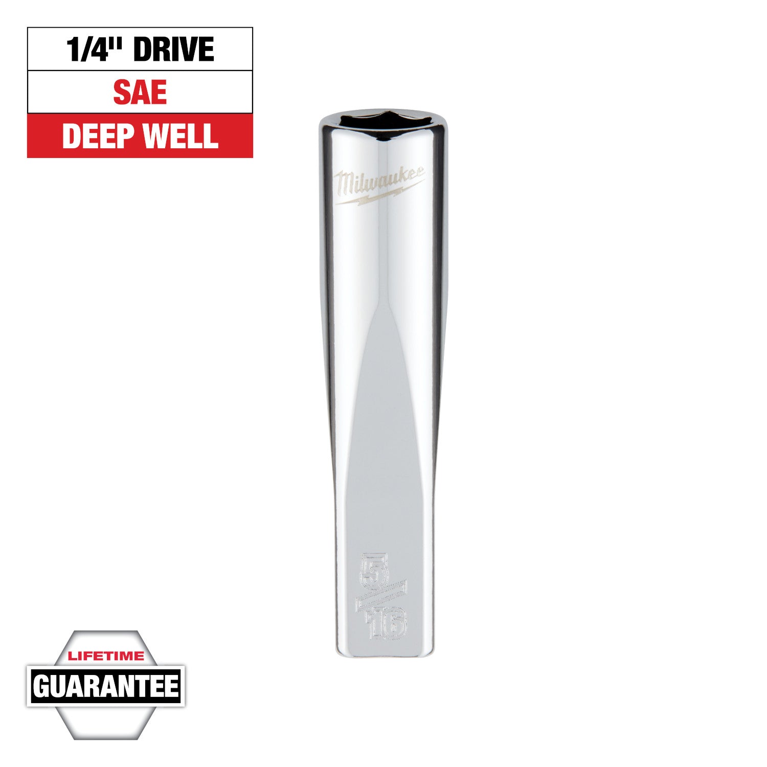 1/4" Drive 5/16" SAE Deep Socket with FOUR FLAT Sides