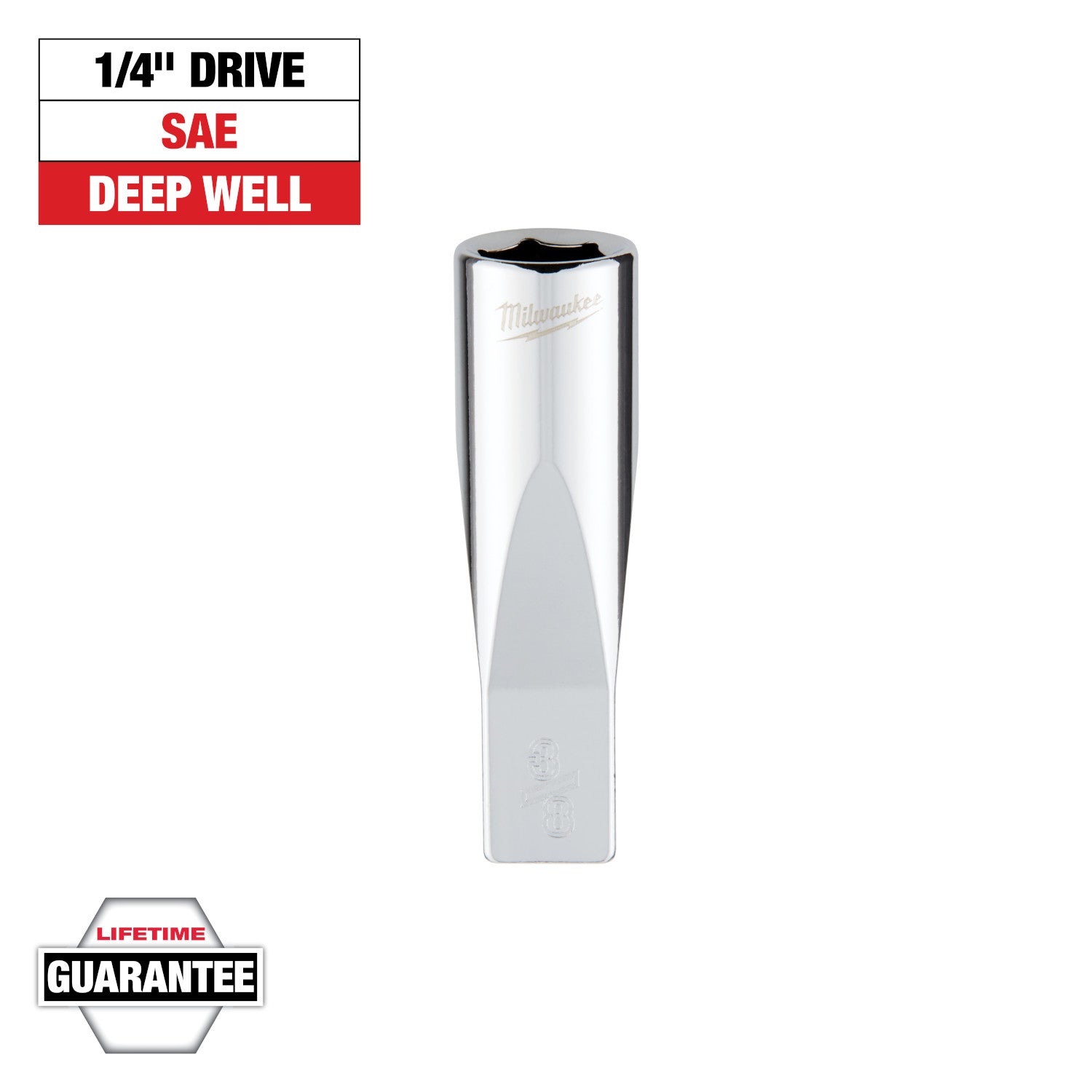 1/4" Drive 3/8" SAE Deep Socket with FOUR FLAT Sides