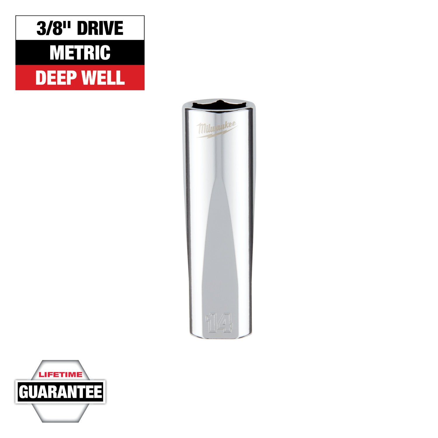 3/8" Drive 14mm Metric Deep Socket with FOUR FLAT Sides (Douille profonde métrique à quatre faces plates)