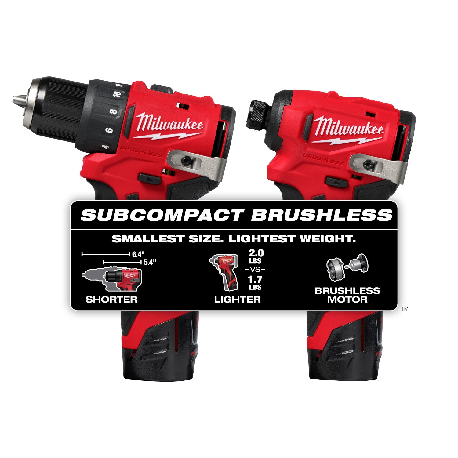 Kit combiné 2 outils M12 sous-compact sans balais