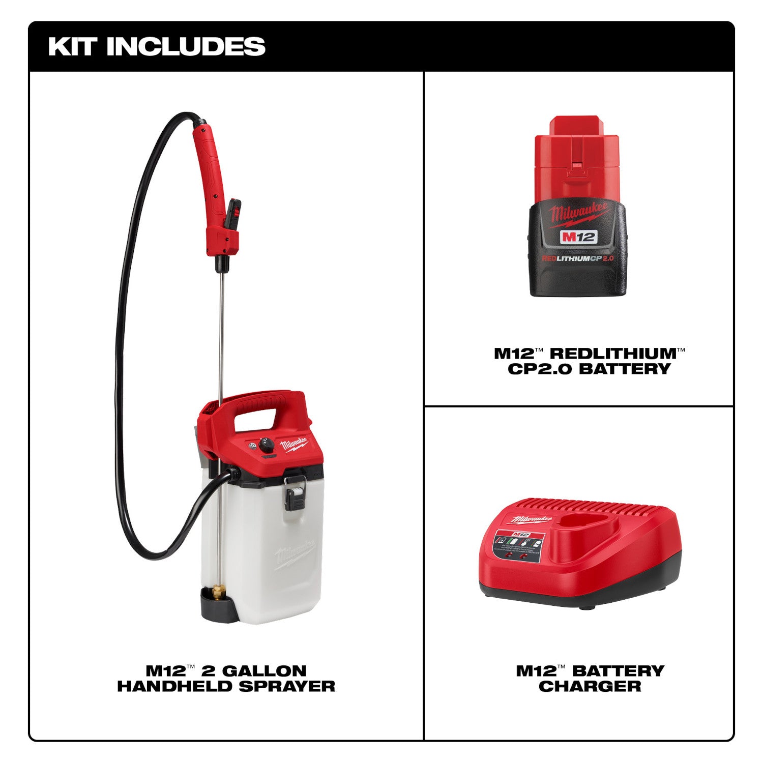 Kit pulvérisateur à main M12 2 gallons