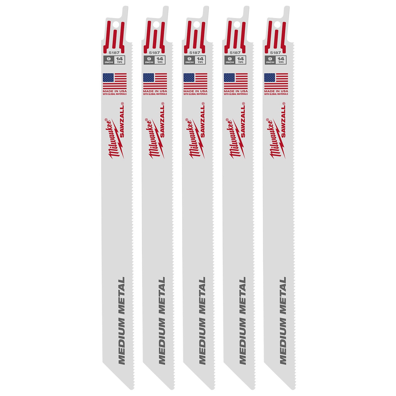 9" 14 TPI SAWZALL Blade for Medium Metal (5 PK)