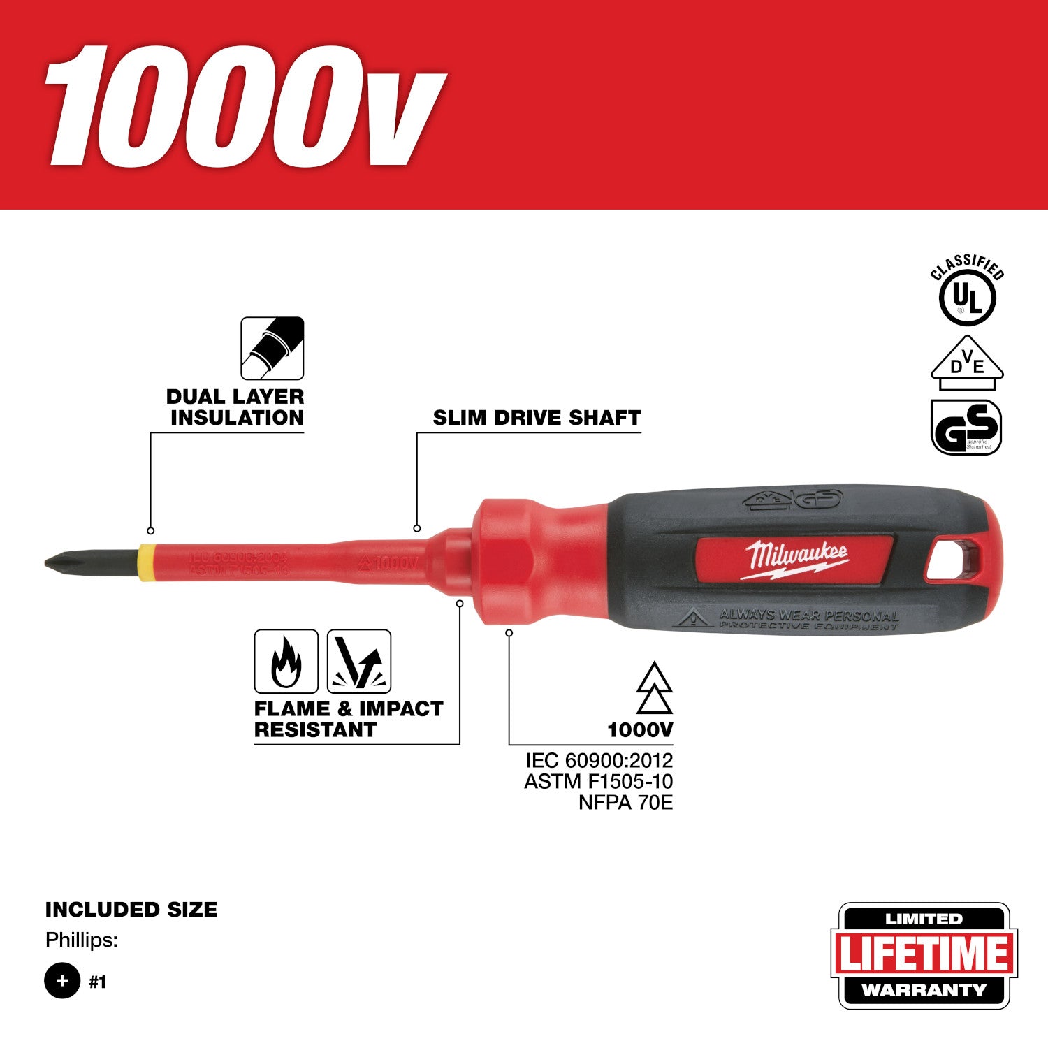 #1 Phillips - 3 in. 1000 V Insulated Screwdriver