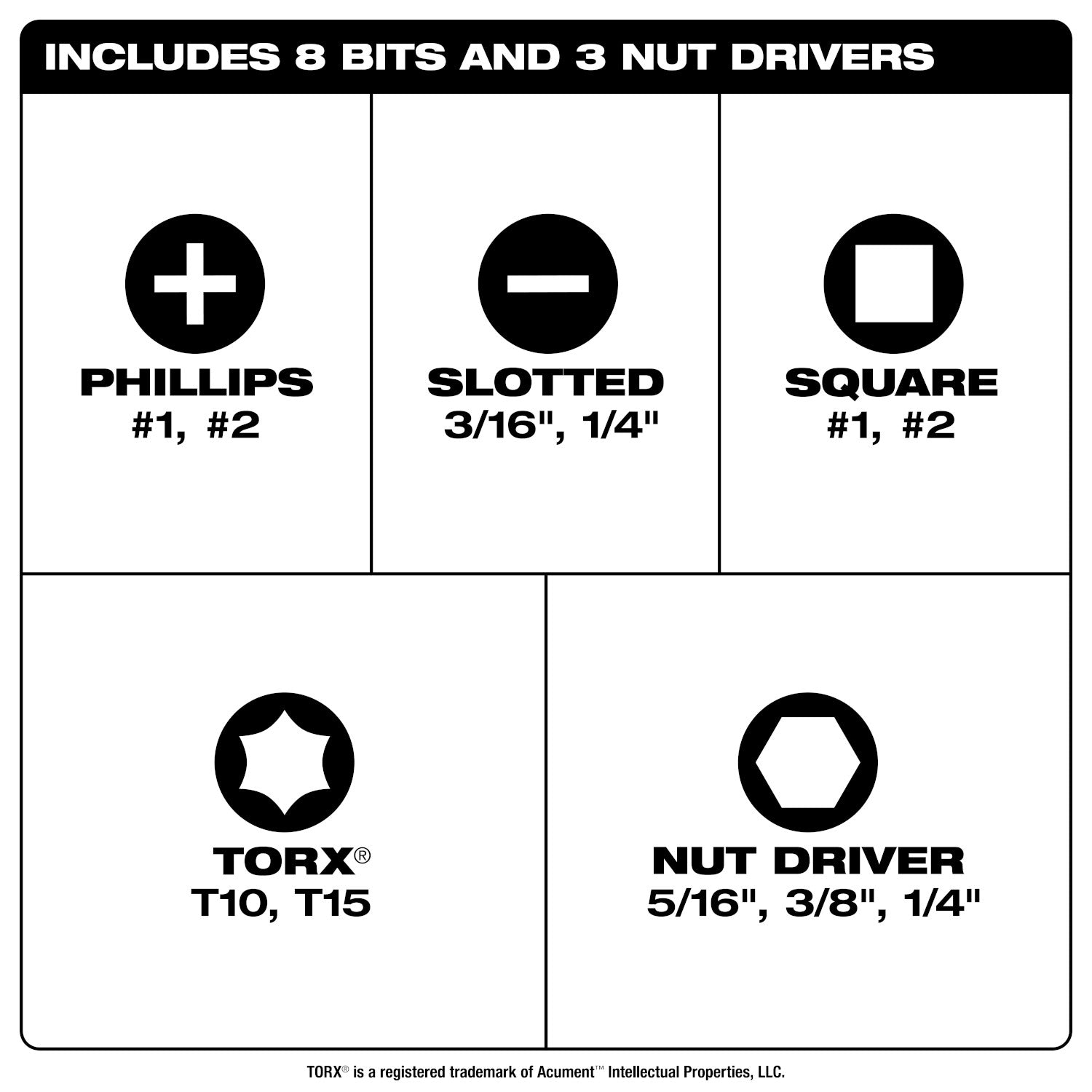 11in1 Multi-Bit Screwdriver W/SQ