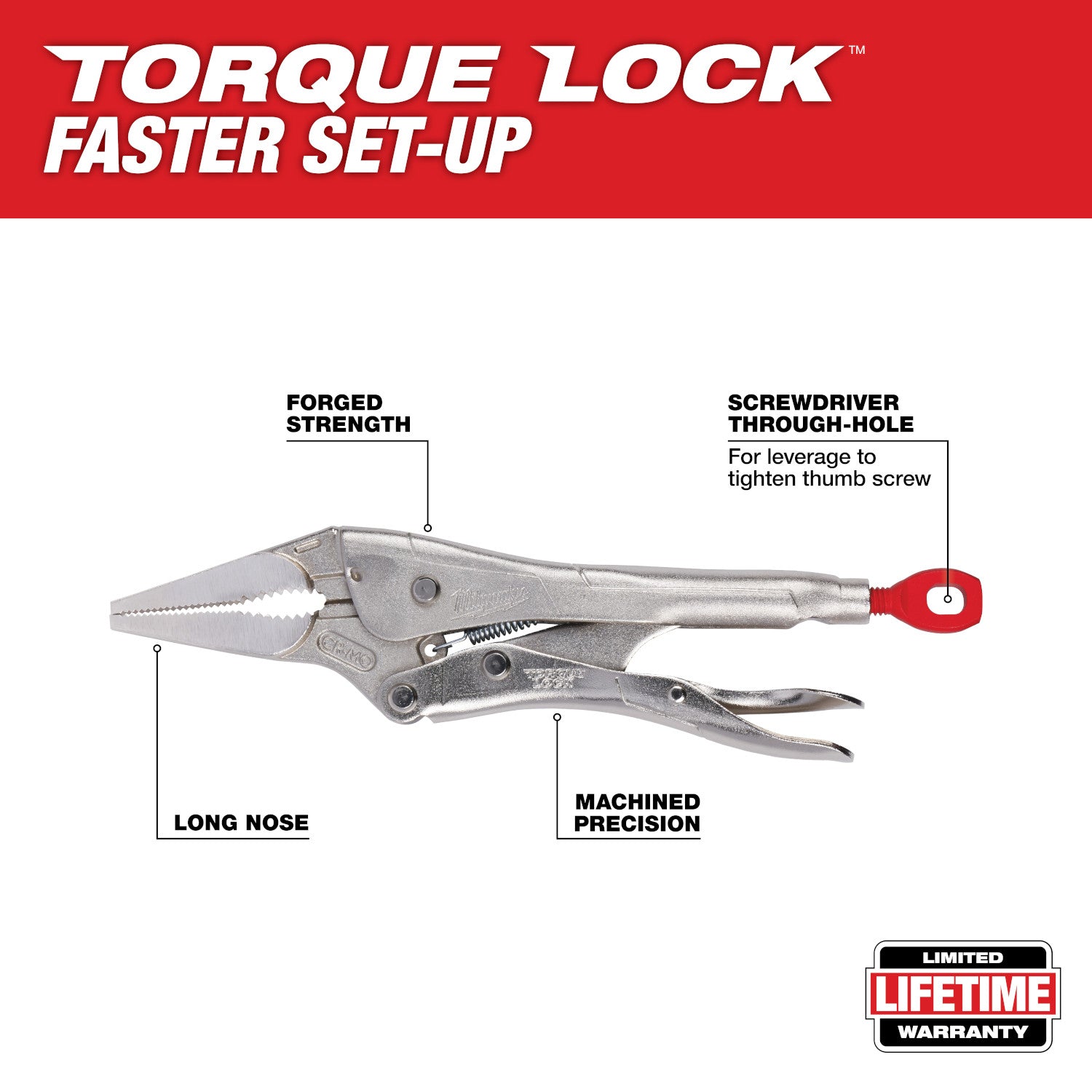 6" TORQUE LOCK Long Nose Locking Pliers