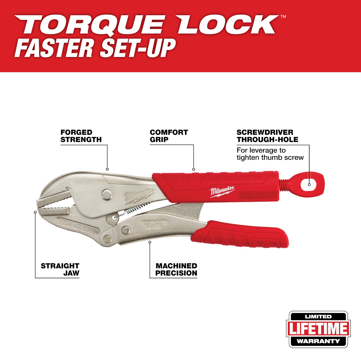 10" TORQUE LOCK™ Straight Jaw Locking Pliers with Grip