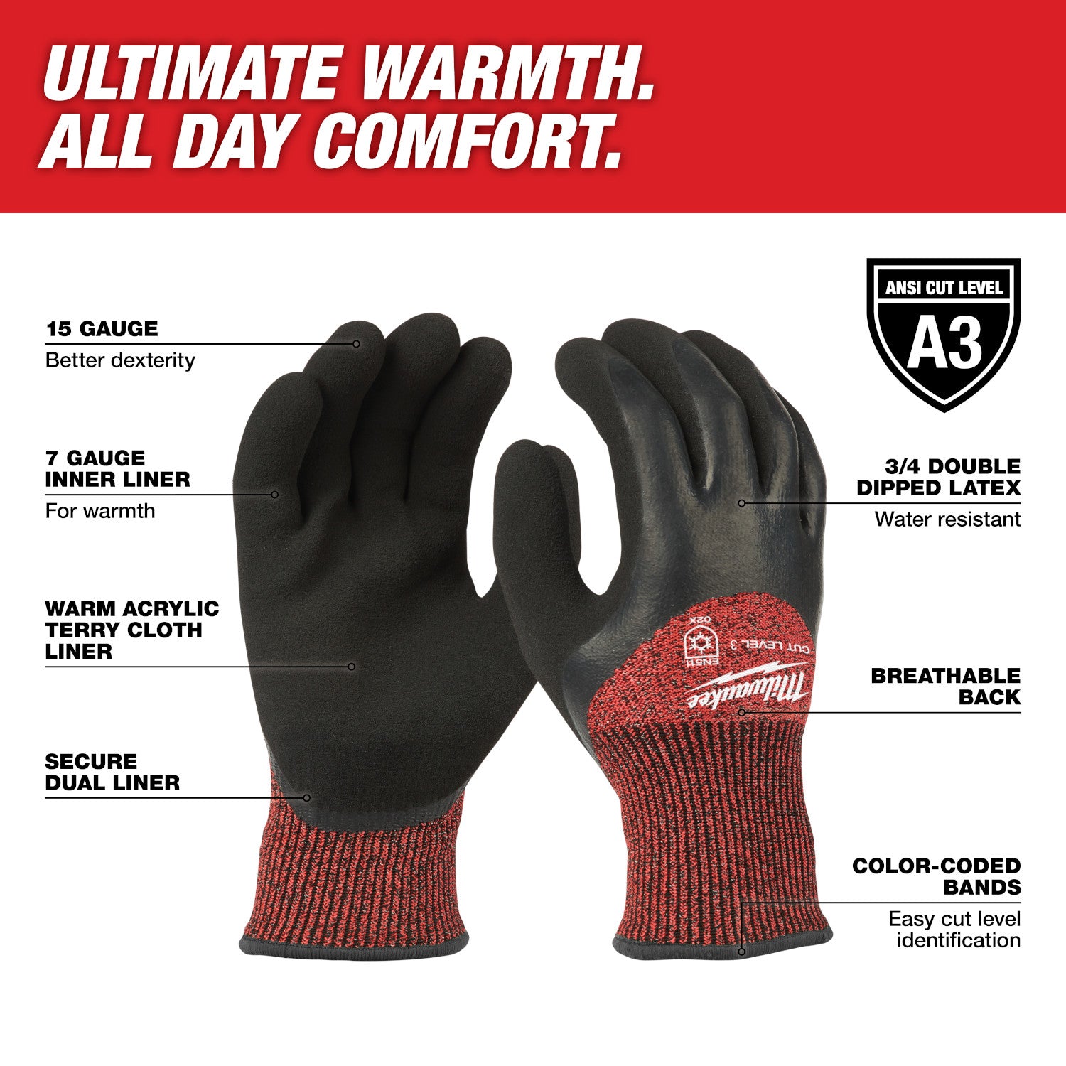 Cut Level 3 Insulated Gloves -L