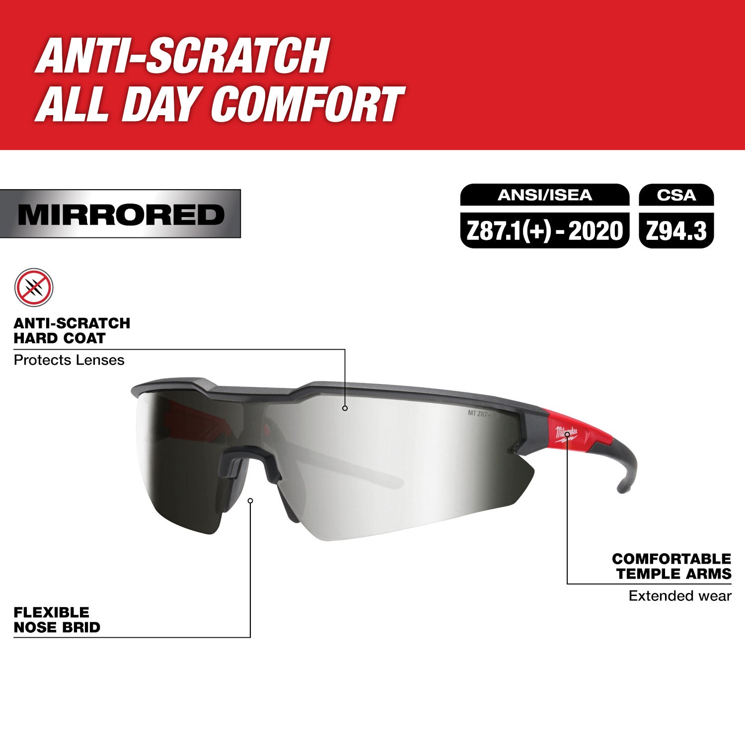 Safety Glasses - Mirrored Anti-Scratch Lenses