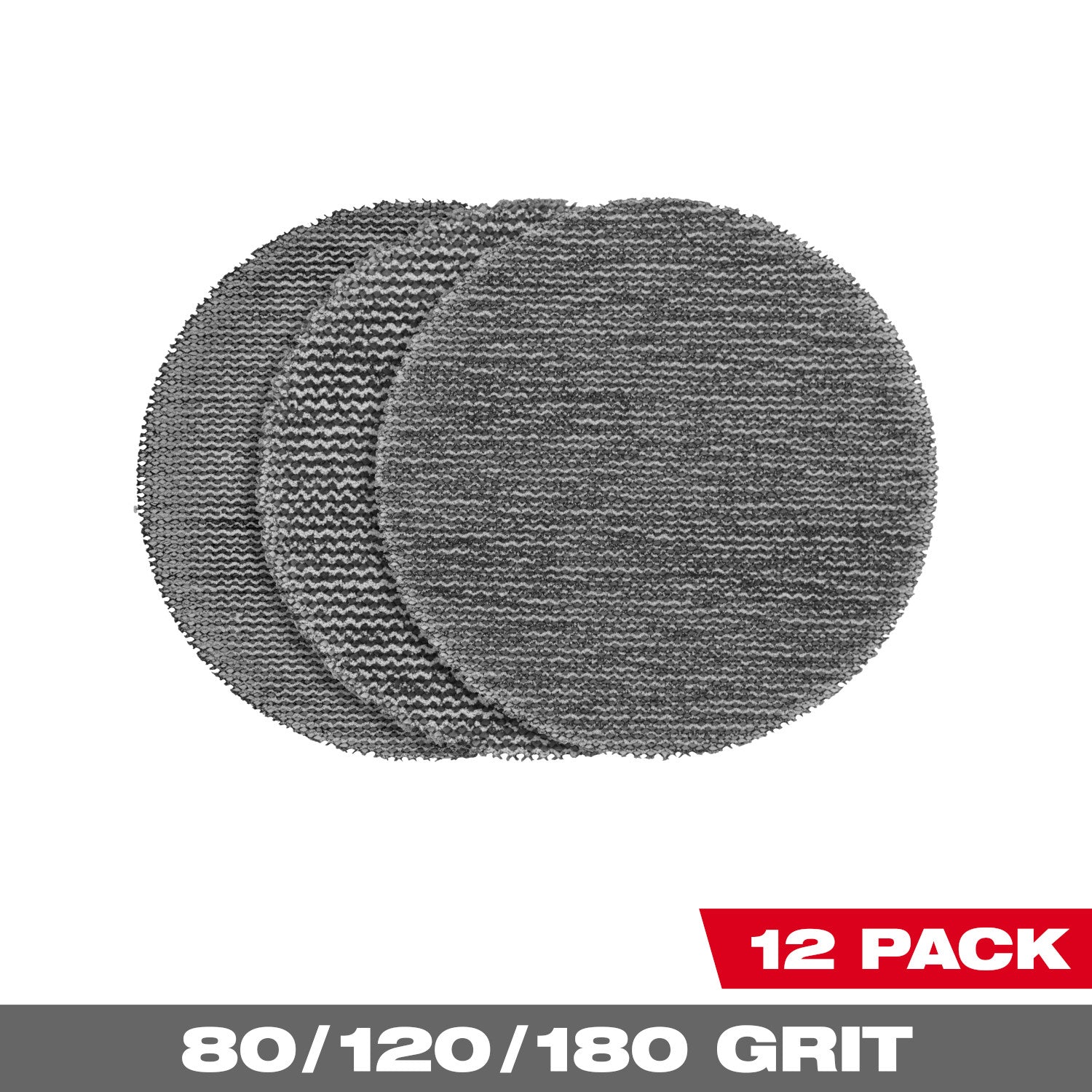 3” Assorted 80, 120, 180 Grit Mesh Sanding Discs with POWERGRID Tear Resistant Mesh – (12 PK) + Pad Saver