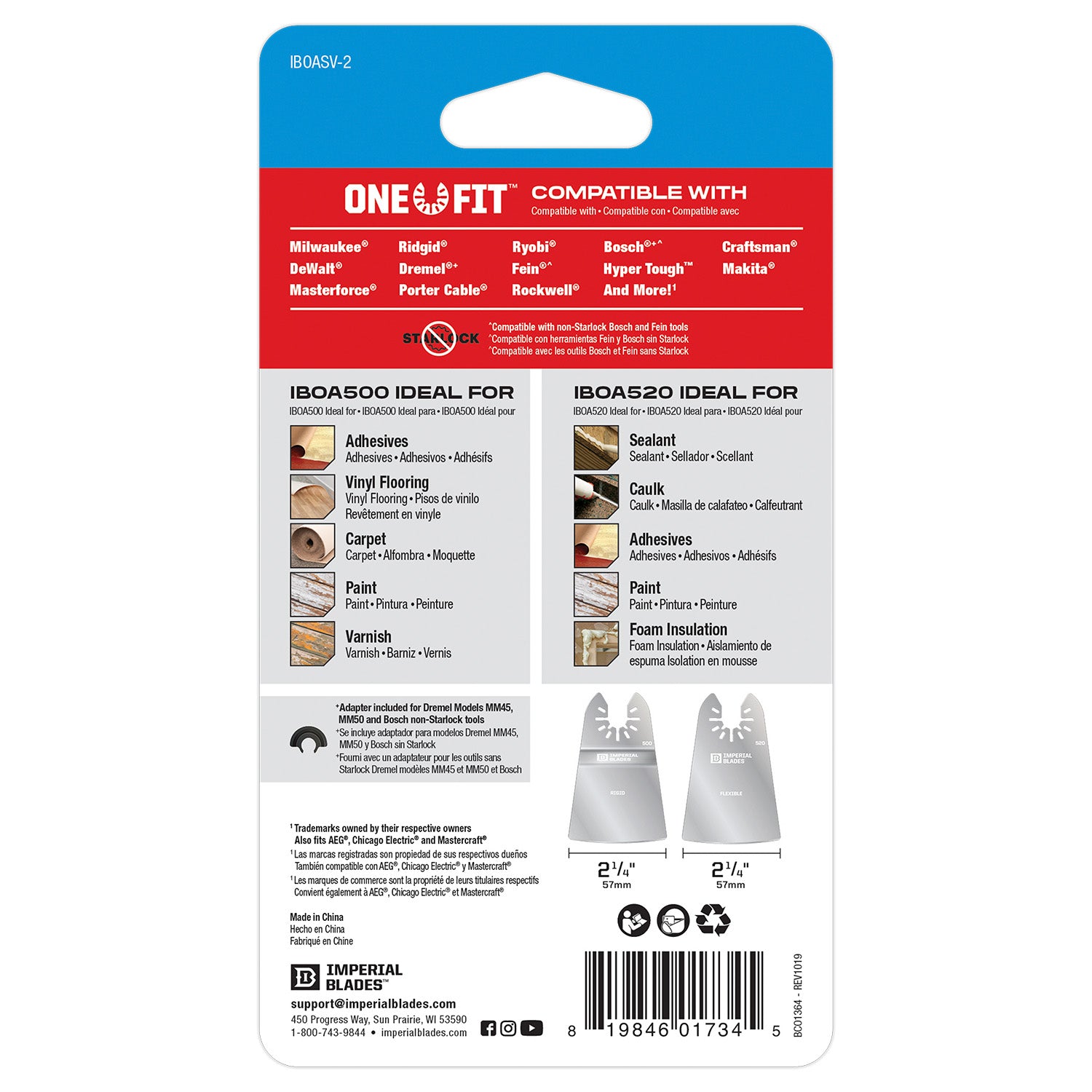 Lames impériales IBOA300-10 One Fit 1-1/4" Lame standard pour le bois et les clous, 10PC