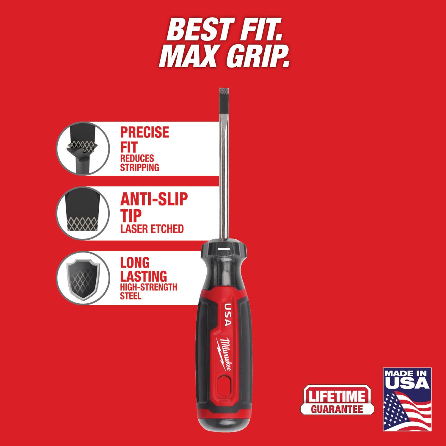 3/16" Cabinet 3" Cushion Grip Screwdriver (USA)