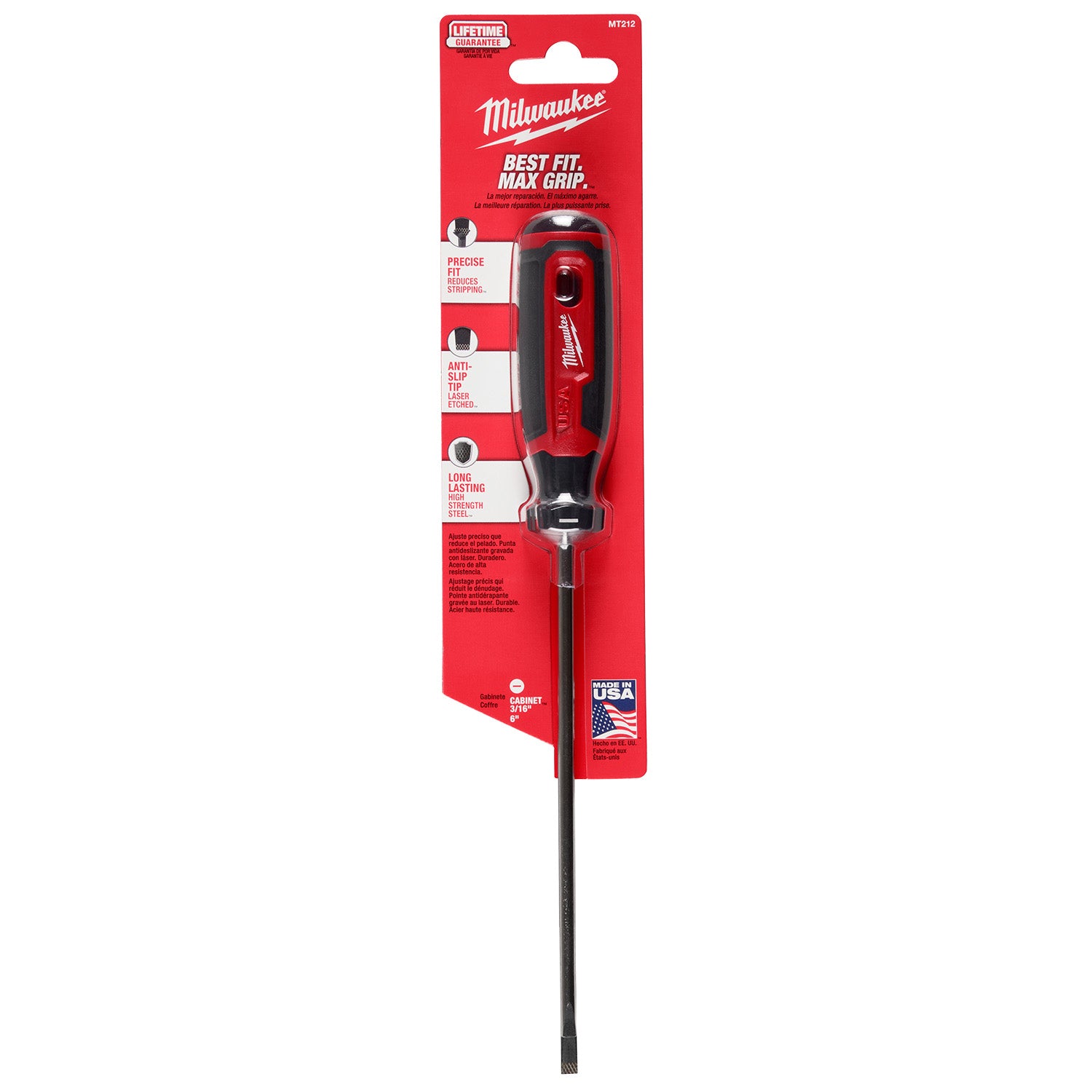 3/16" Cabinet 6" Cushion Grip Screwdriver (USA)