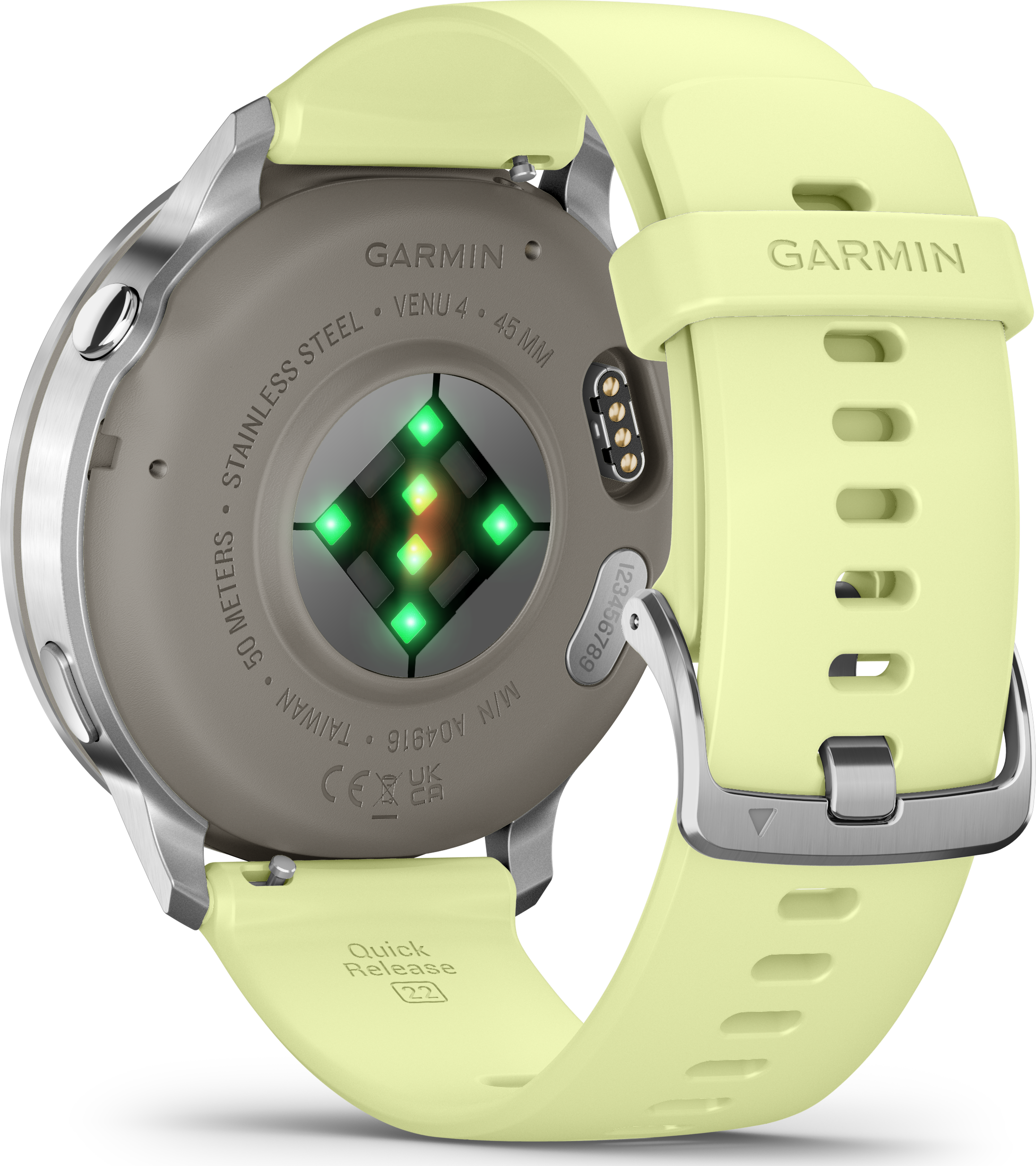 Garmin Venu 4 Advanced Health and Fitness GPS Smartwatch 45mm - Silver with Citron Silicone Band