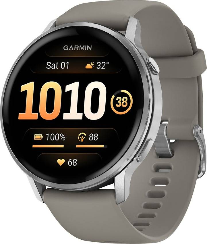 Garmin Venu 4 Advanced Health and Fitness GPS Smartwatch 45mm - Silver with Silver Gray Silicone Band