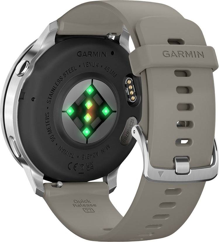 Garmin Venu 4 Advanced Health and Fitness GPS Smartwatch 45mm - Silver with Silver Gray Silicone Band
