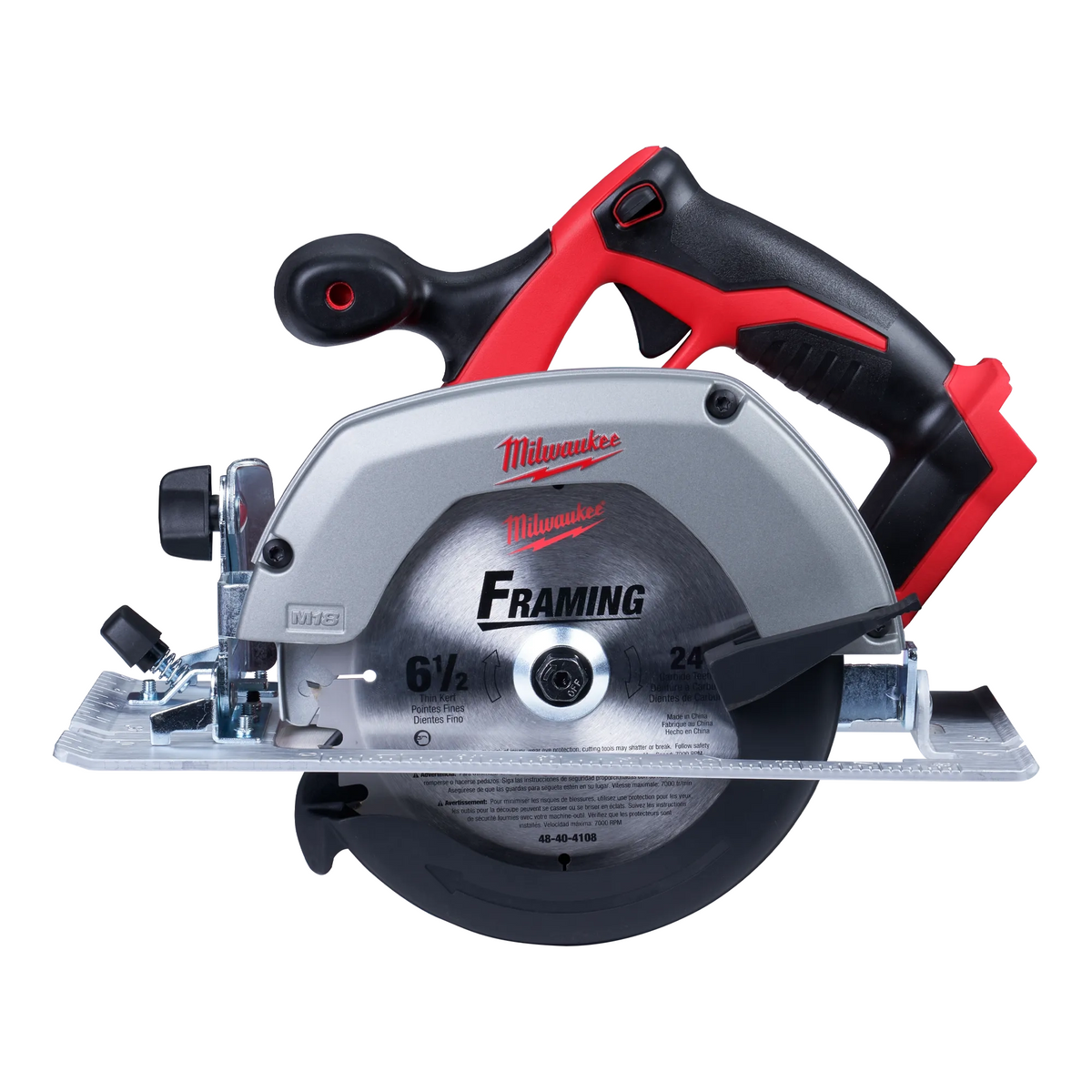 Milwaukee M18 18V 6-1/2" Lithium Ion Cordless Circular Saw with Magnesium Guards & 24 Tooth Carbide Wood Cutting Blade