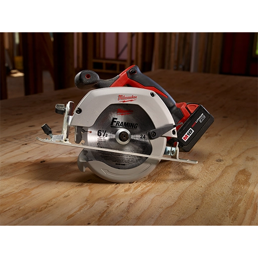 Milwaukee M18 18V 6-1/2" Lithium Ion Cordless Circular Saw with Magnesium Guards & 24 Tooth Carbide Wood Cutting Blade