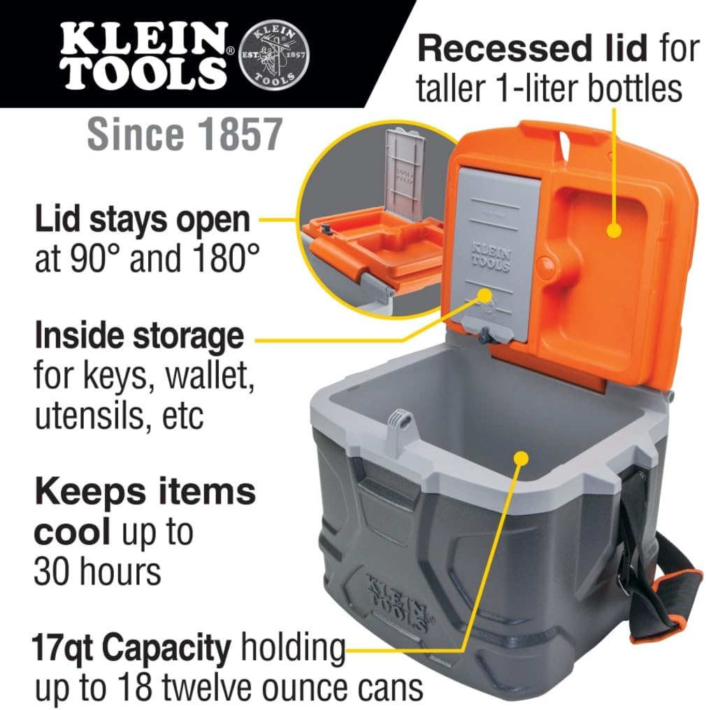 Klein Tools Work Cooler 17-Quart Lunch Box Holds 18 Cans