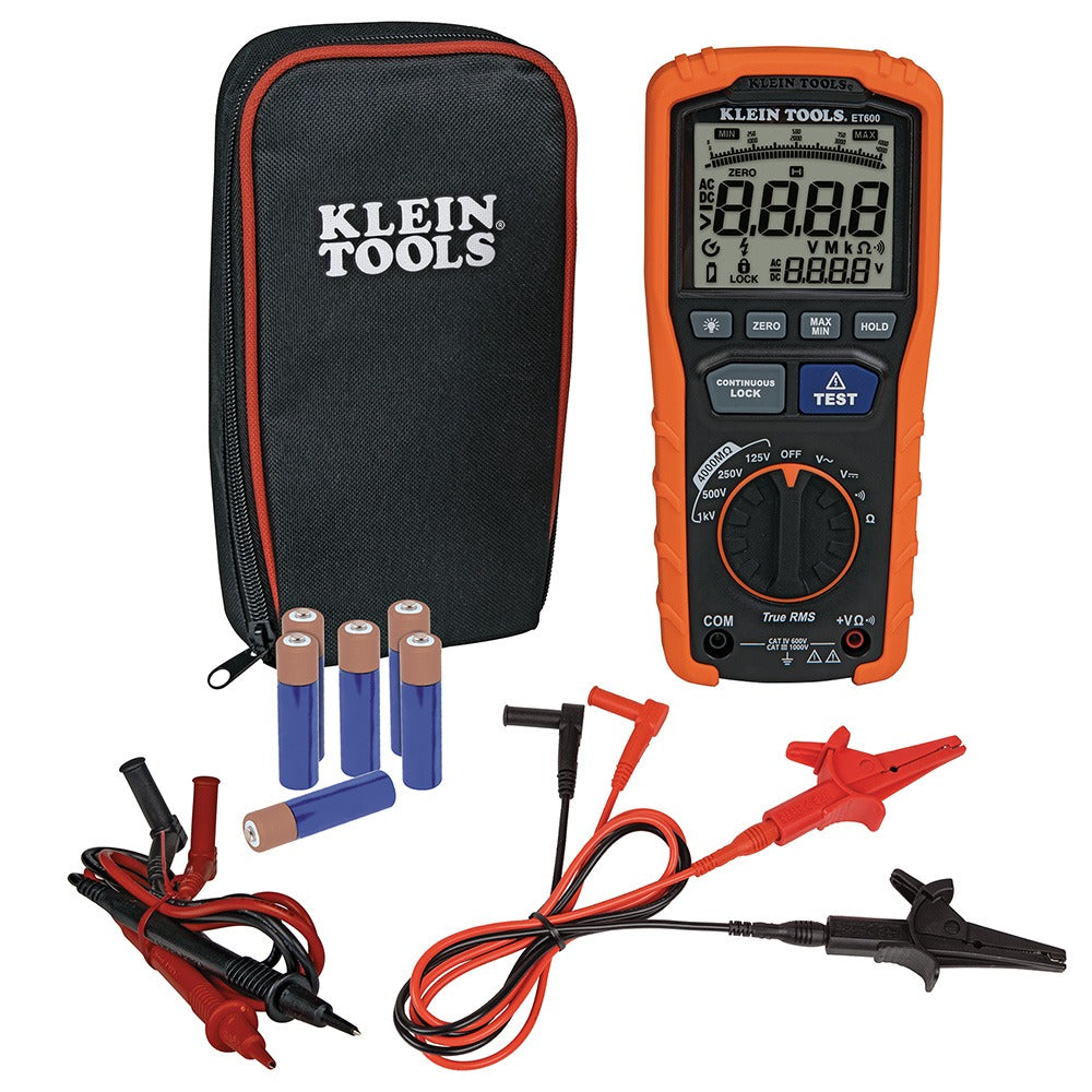 Klein Tools Multimeter 125V/250V/500V/1000V Megohmmeter Insulation Tester
