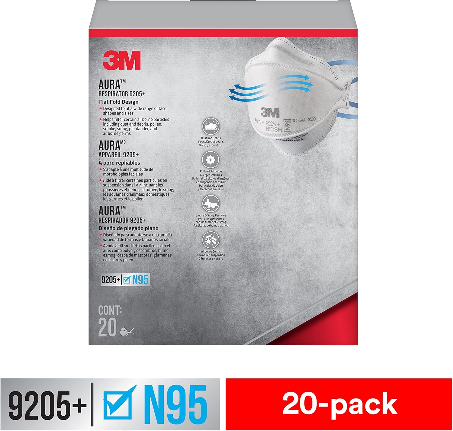 3M Safety Aura Particulate Respirator 9205PH-20 DCCA White