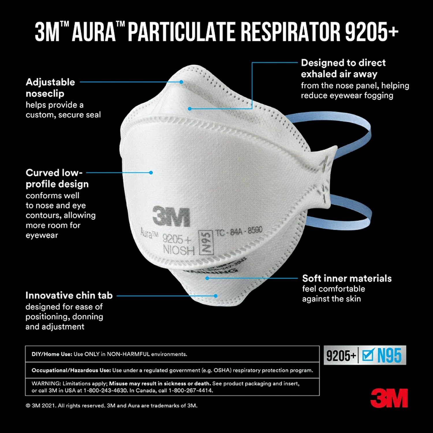 3M Safety Aura Particulate Respirator 9205PH-20 DCCA White