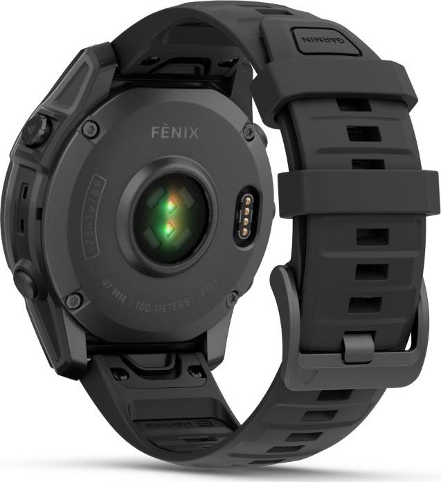 Garmin Fēnix E – 47 mm Slate Gray Steel with Black Silicone Band