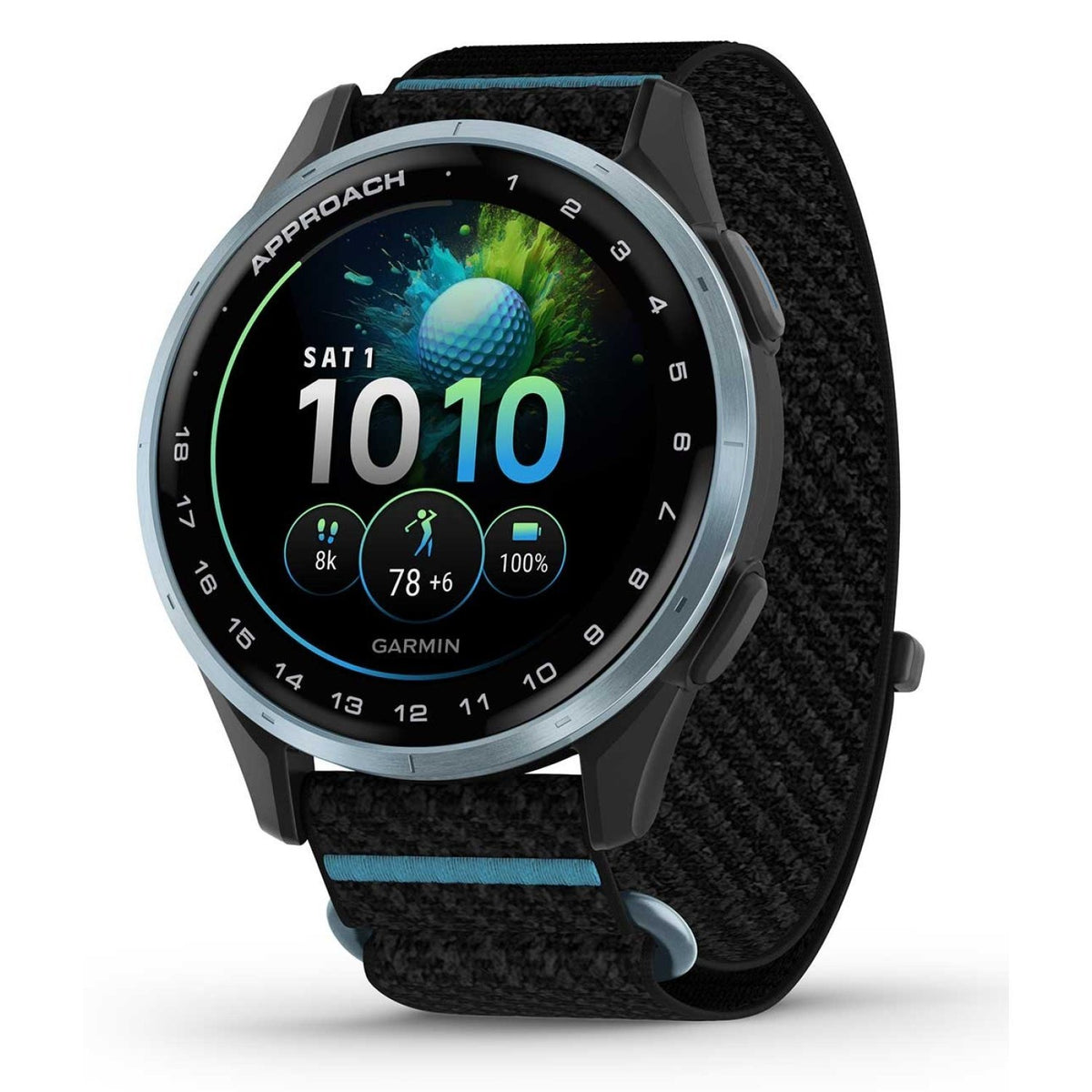 Garmin Approach J1 Cloud Blue Aluminum Bezel with Black/Azure ComfortFit