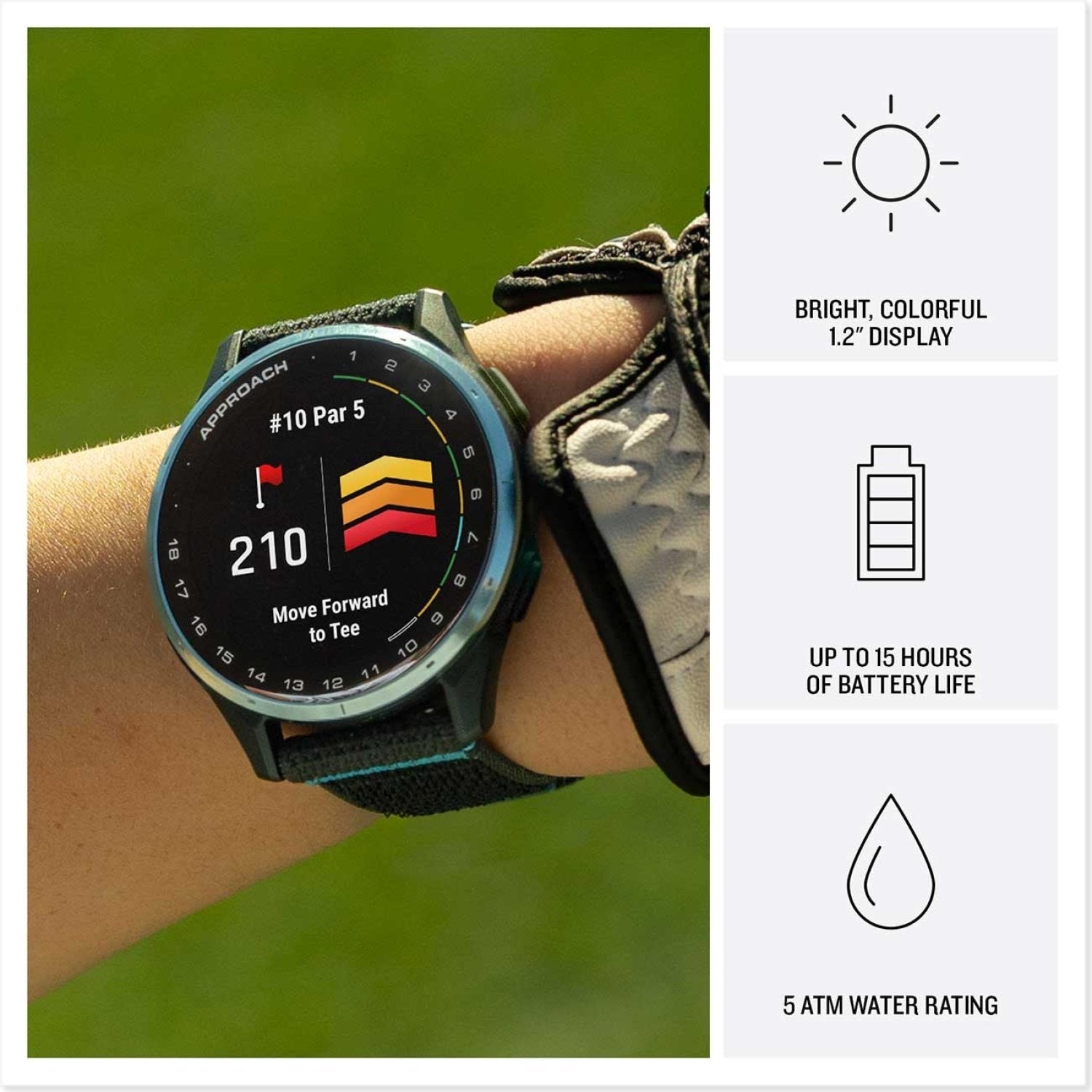 Garmin Approach J1 Cloud Blue Aluminum Bezel with Black/Azure ComfortFit