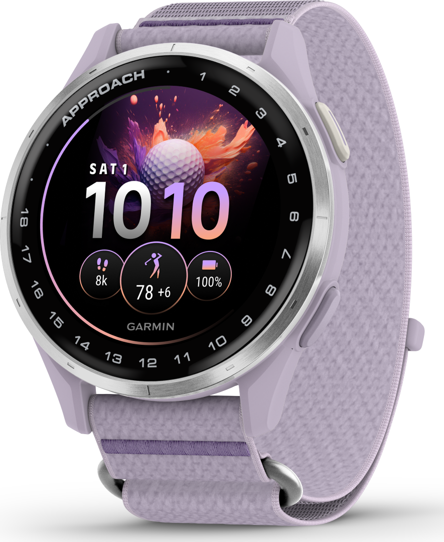 Garmin Approach J1 Silver Aluminum Bezel with Lilac ComfortFit Fabric