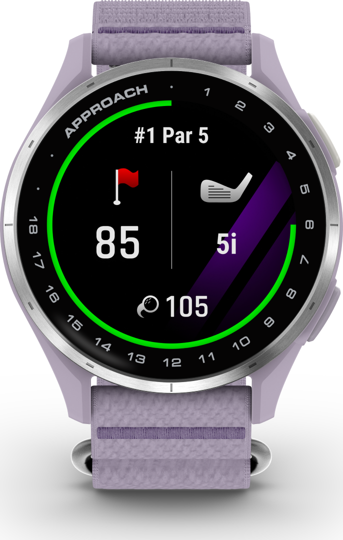 Garmin Approach J1 Silver Aluminum Bezel with Lilac ComfortFit Fabric