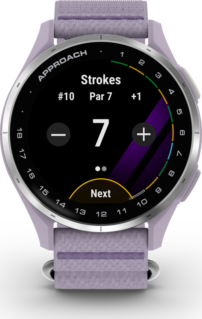 Garmin Approach J1 Silver Aluminum Bezel with Lilac ComfortFit Fabric
