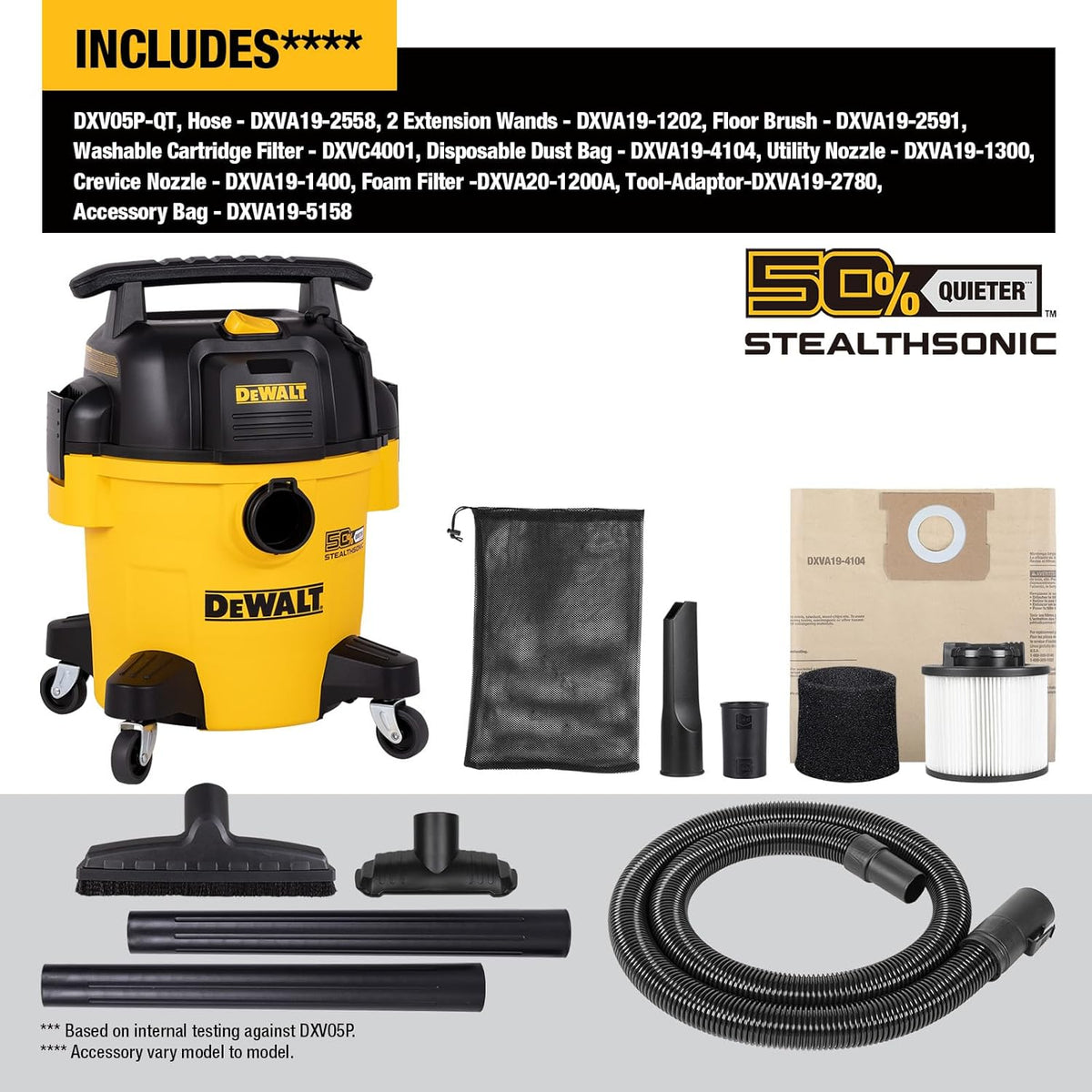 Aspirateur eau et poussière Dewalt StealthSonic Shop 5 gallons