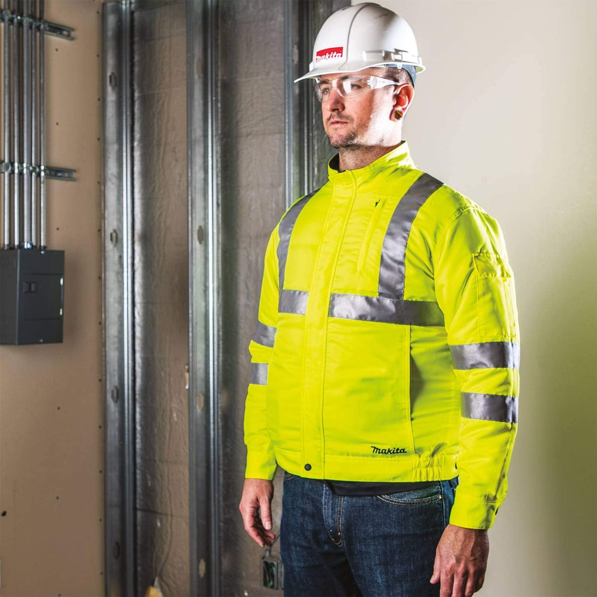 Makita 18V LXT Lithium-Ion Cordless High Visibility Fan Jacket - XL - Yellow