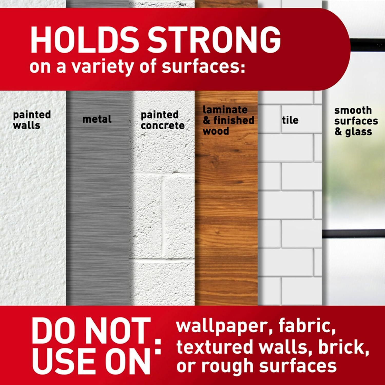 Command Curtain Rod Hooks 2 Hooks 4 Strips - Matte Black