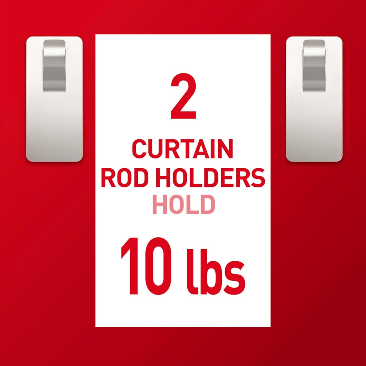 Command 10 Lb Curtain Rod Hooks 2 Hangers & 4 Command Strips - Satin Nickel