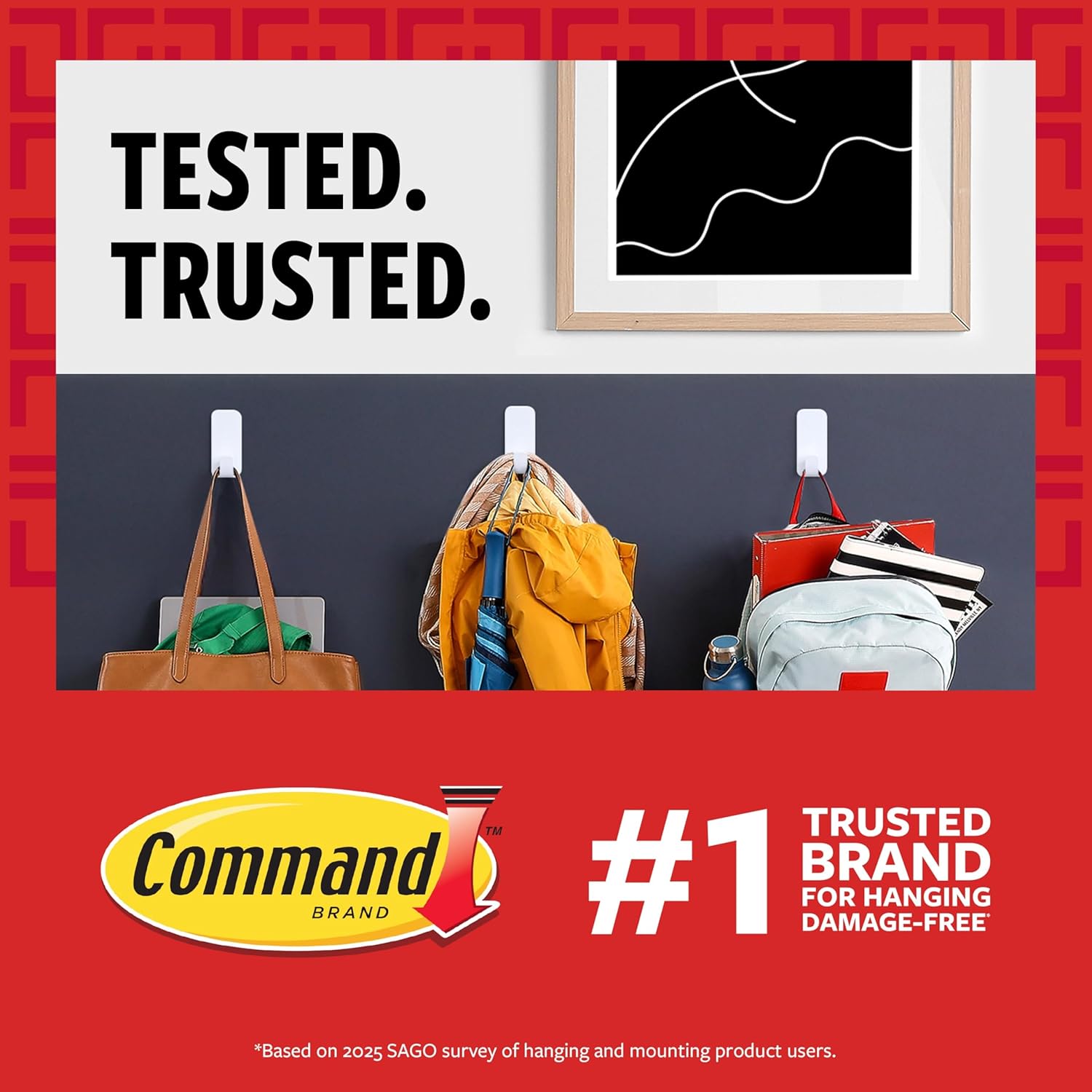 Command 10 Lb Curtain Rod Hooks 2 Hangers & 4 Command Strips - Satin Nickel