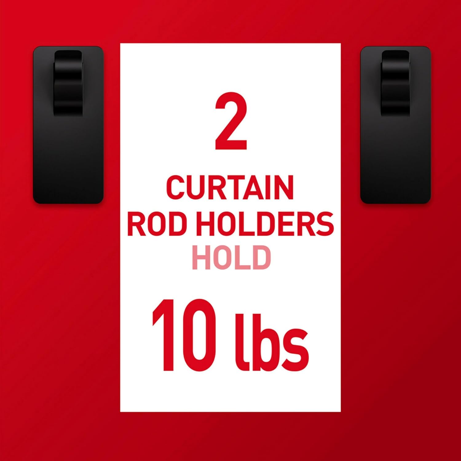 Command Curtain Rod Hooks 2 Hooks 4 Strips - Matte Black