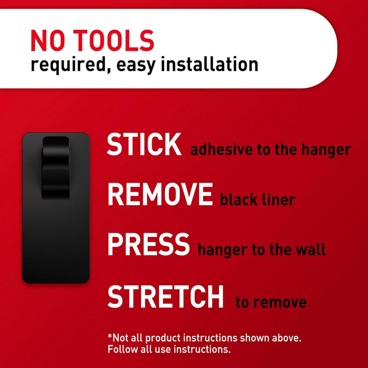 Command Curtain Rod Hooks 2 Hooks 4 Strips - Matte Black